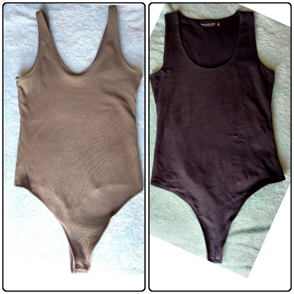 Abercrombie & Fitch, SET of 2 Bodysuits, Olive Green & Black, Size Medium, GUC